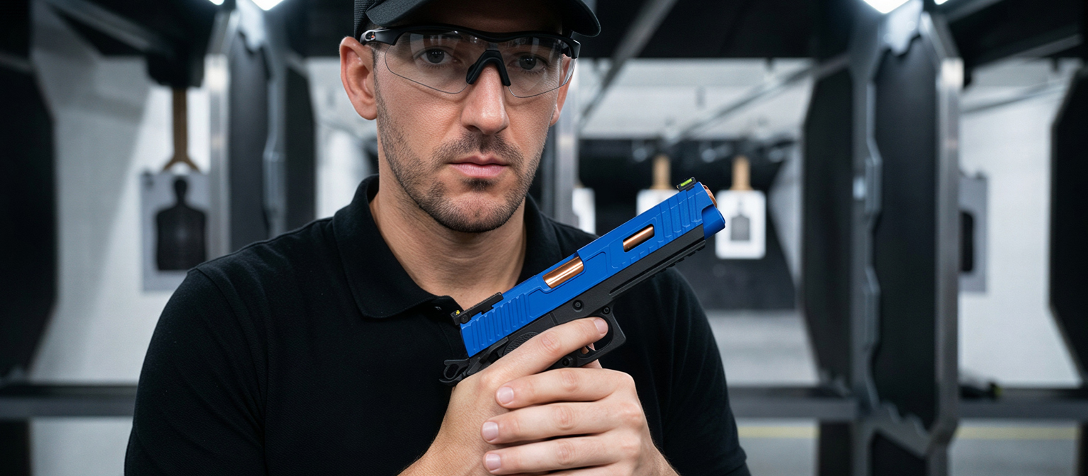 Baba Yaga Beta Combat Master Hi-Capa Gas Blowback Airsoft Pistol Two-Tone Blue