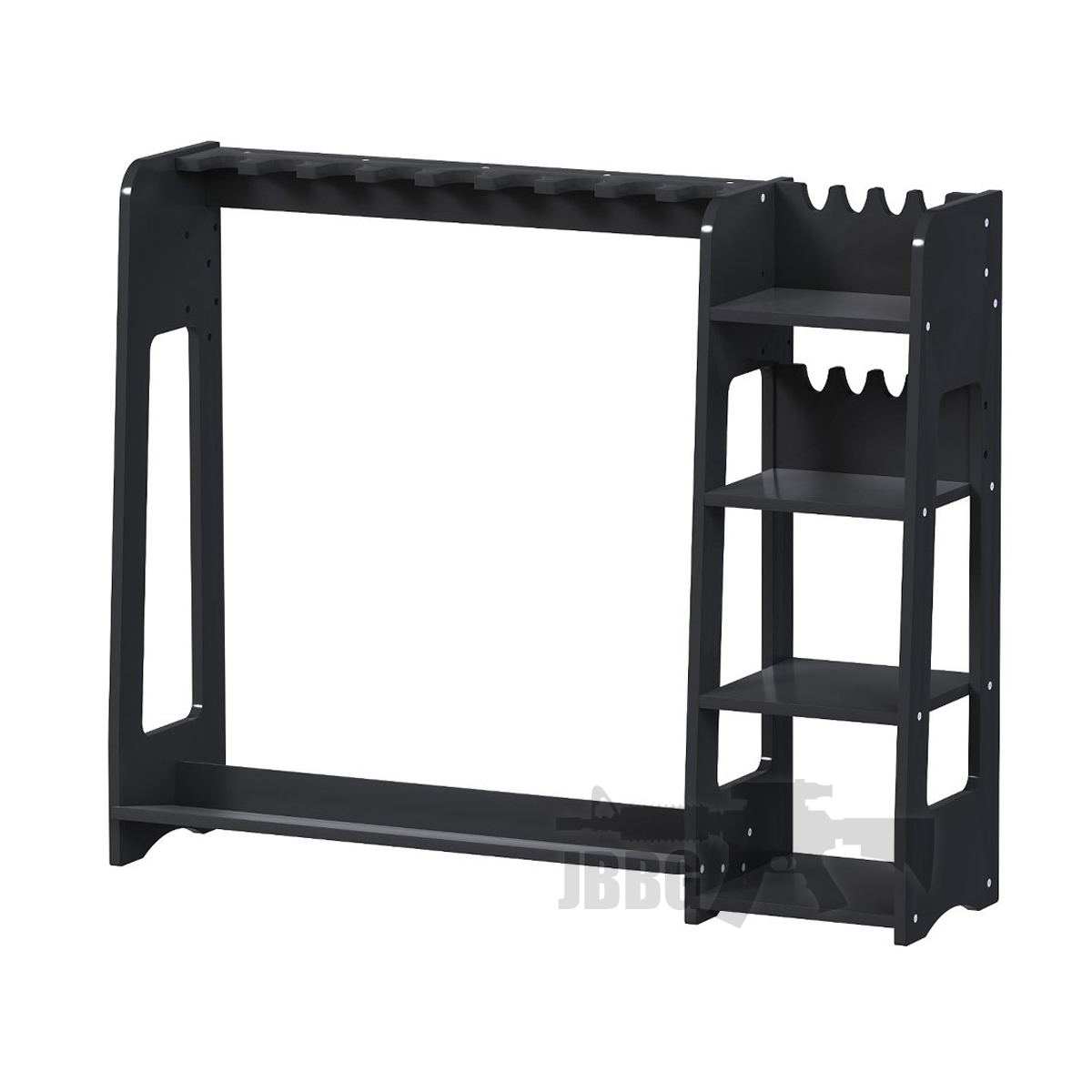 Heavy-Duty Wooden Gun and Accessories Floor Rack Black