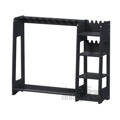 Heavy-Duty Wooden Gun and Accessories Floor Rack Black