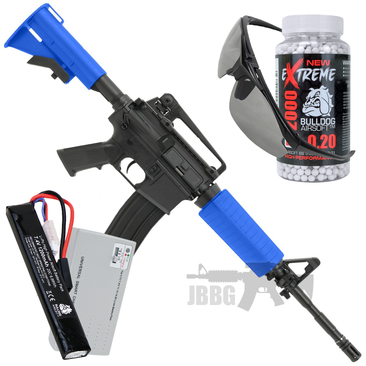 Bundle Offer SR4A1 M4 Carbine Sportline AEG Airsoft Gun Two-Tone Blue