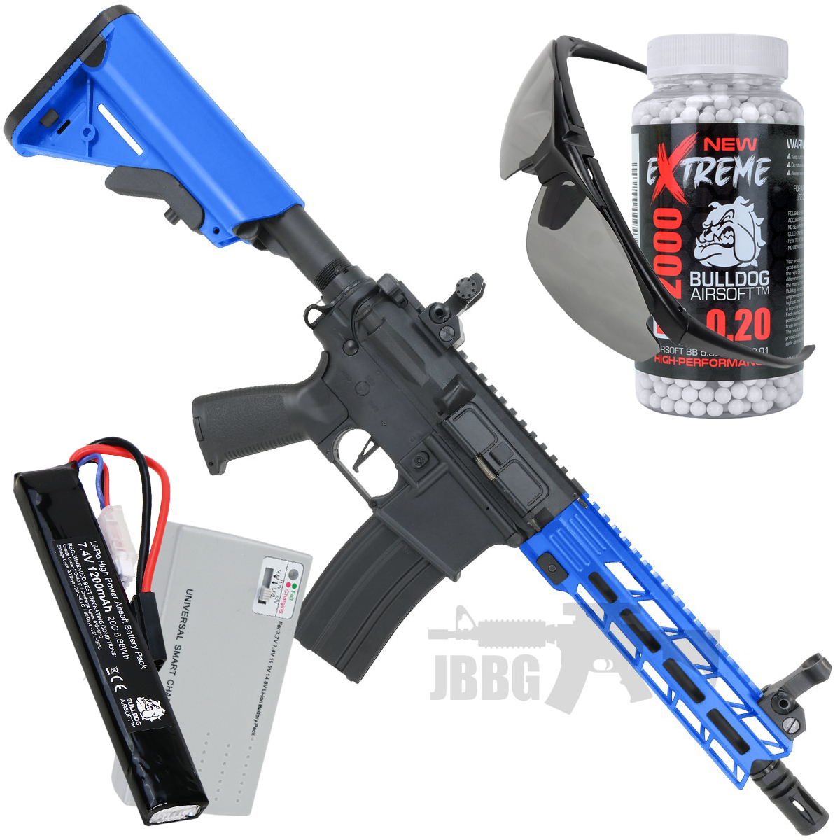 Bundle Offer Classic Army AR4 8 Inch Sportline AEG Airsoft Rifle Blue