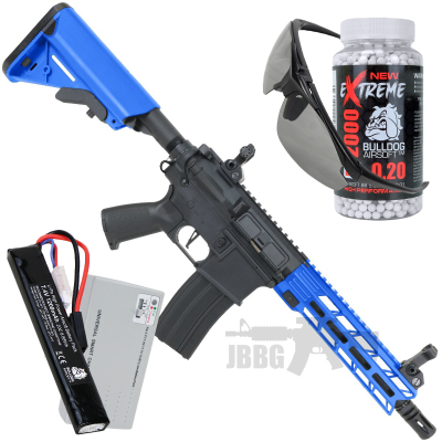 Bundle Offer Classic Army AR4 8 Inch Sportline AEG Airsoft Rifle Blue