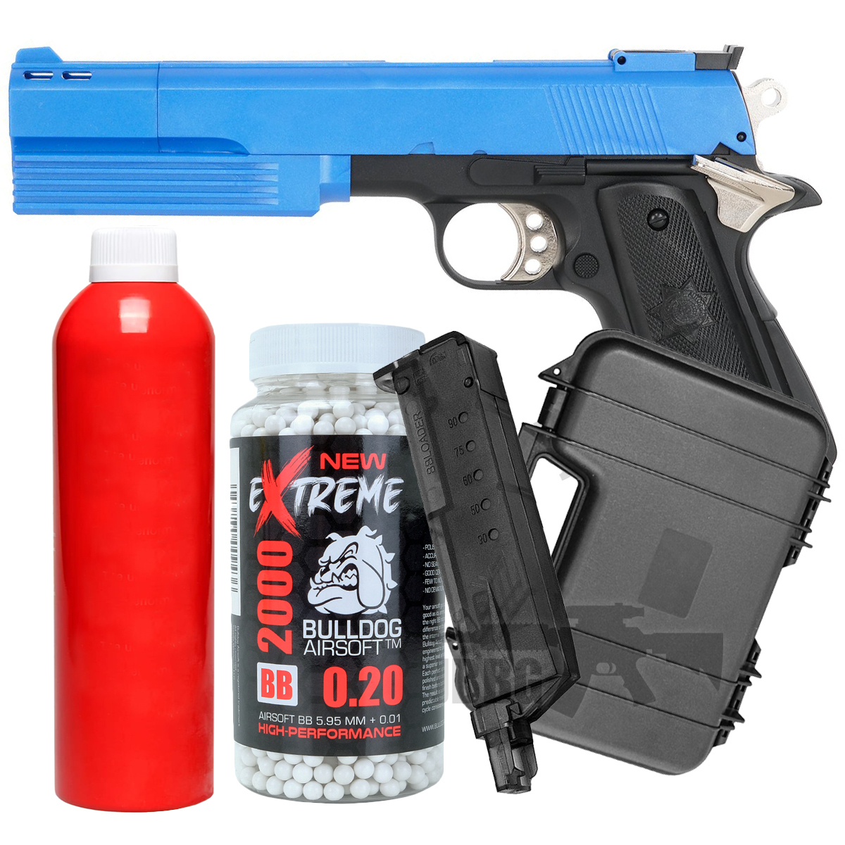 HG125 Gas Airsoft Pistol Two Tone Blue Bundle 1