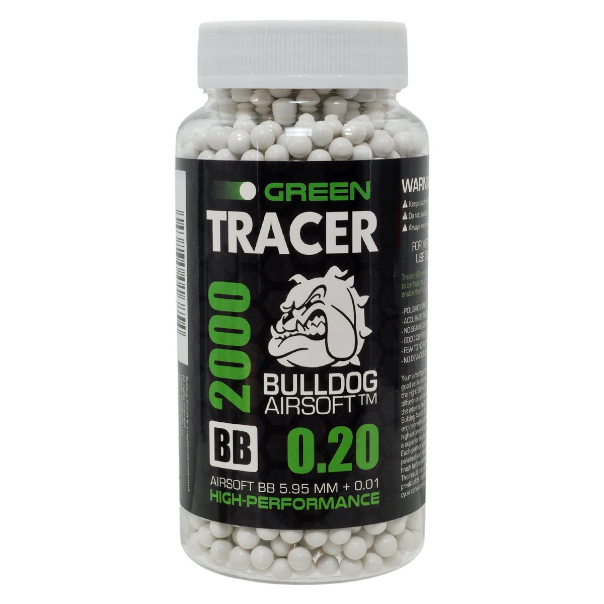 Bulldog Airsoft 0.20g Green Tracer BBs 2000 Rounds
