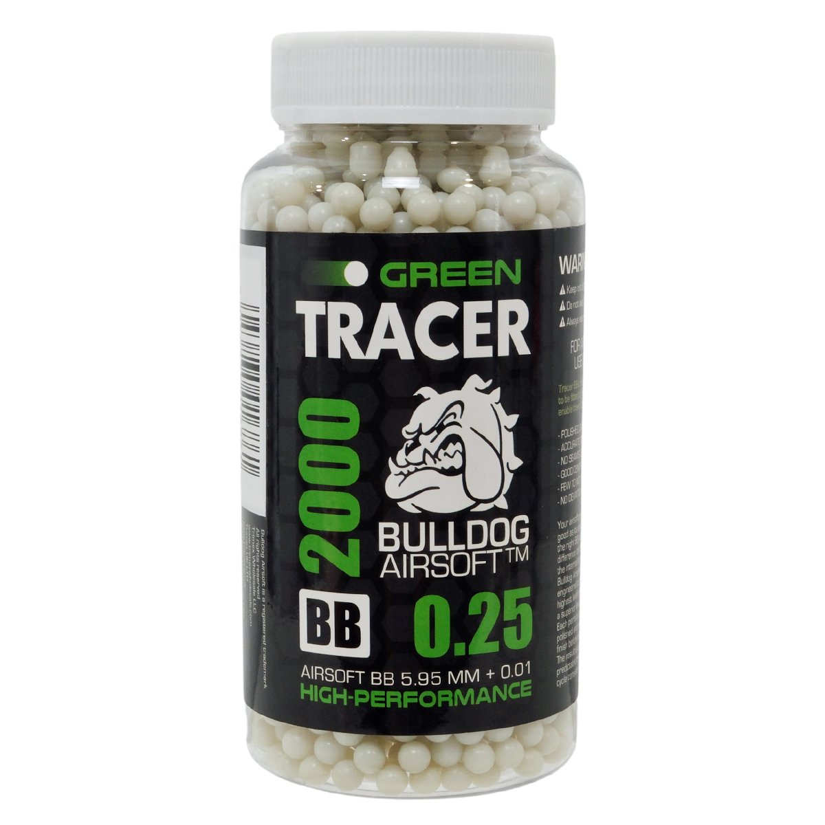 Bulldog Airsoft 0.25g Green Tracer BBs 2000 Rounds
