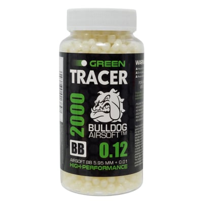 Bulldog Airsoft 0.12g Green Tracer BBs 2000 Rounds