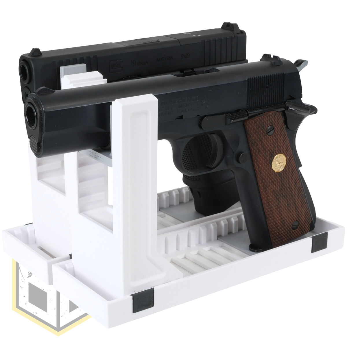 UM Pistol Stand Set White 7 jpg