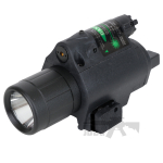 Tactical LED Flashlight with Green Laser Sight and Quick Relies Picatinny Rail Mount