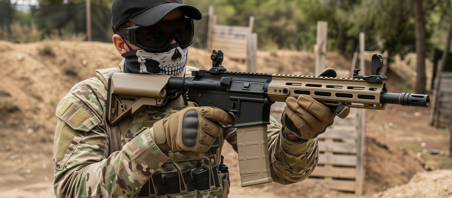 Nuprol Delta Pioneer Nomad 7inch AEG Airsoft Rifle FDE Tan