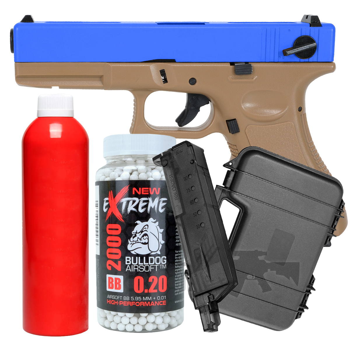 VG1A Sportline Gas Blowback Airsoft Pistol Tan/Blue Full/Semi Auto Bundle Offer