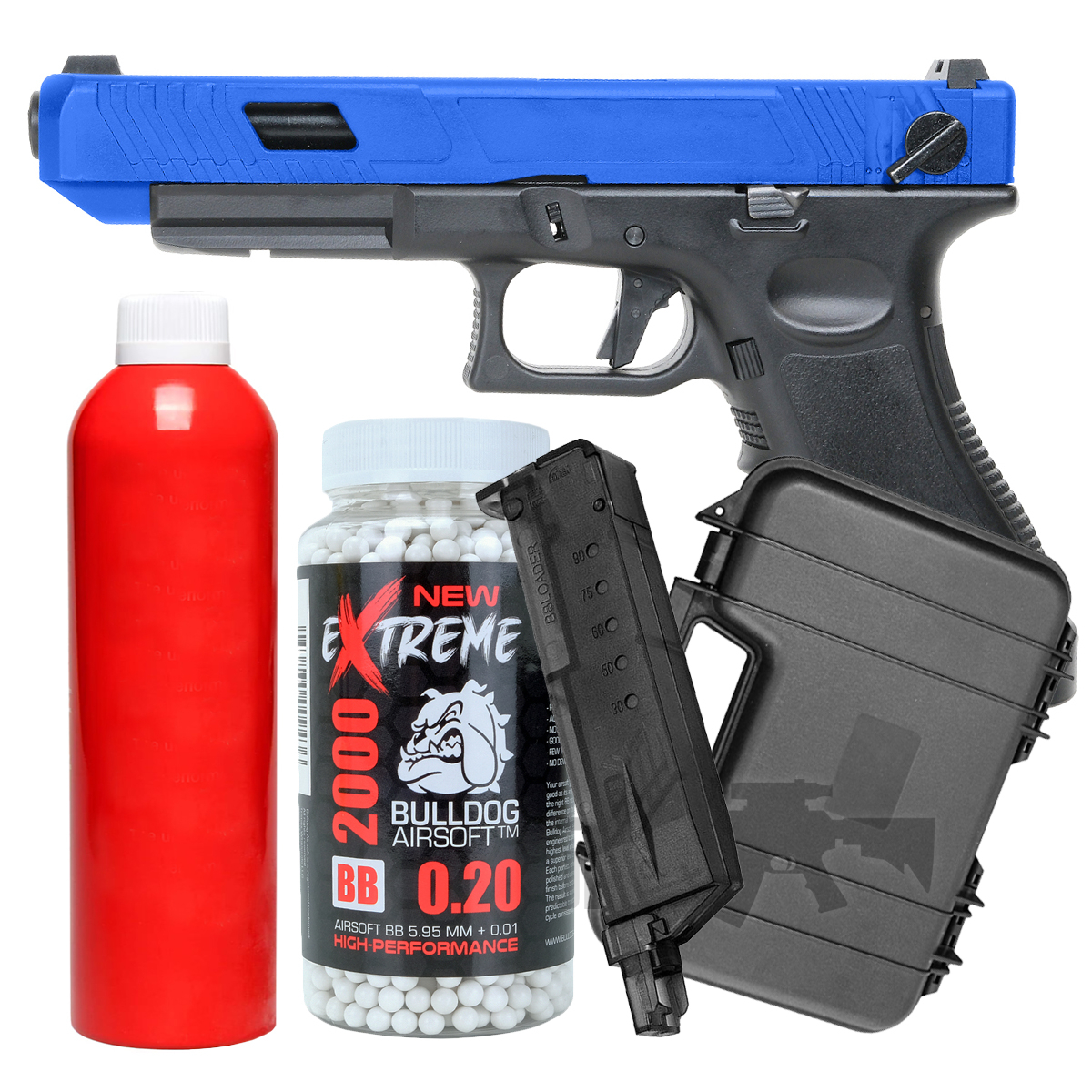 VG1C Sportline Gas Blowback Polymer Airsoft Pistol Blue Full/Semi Auto Bundle Offer