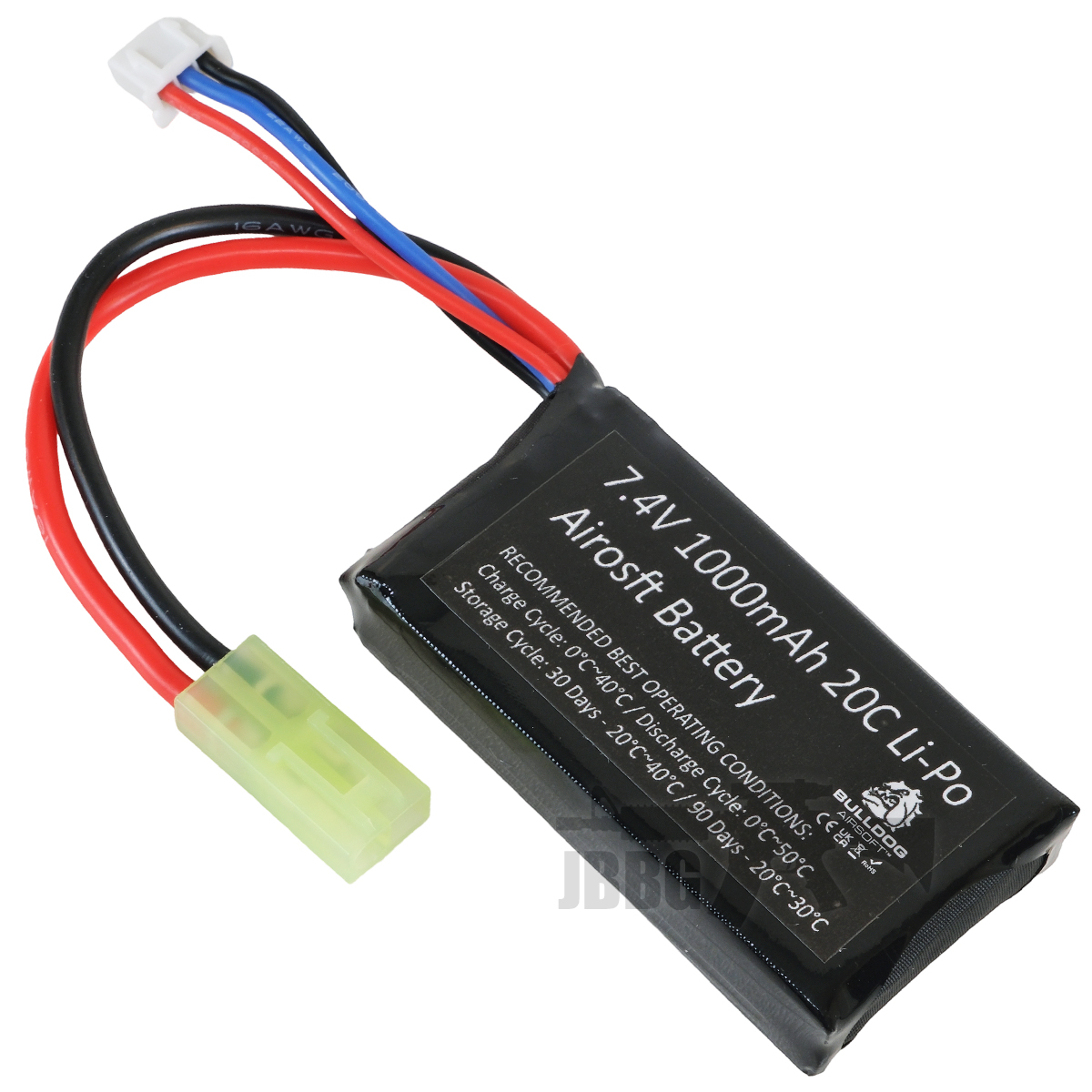 Bulldog Li-Po 1000mAh 7.4V 20C High Power Airsoft Battery Pack Gen3
