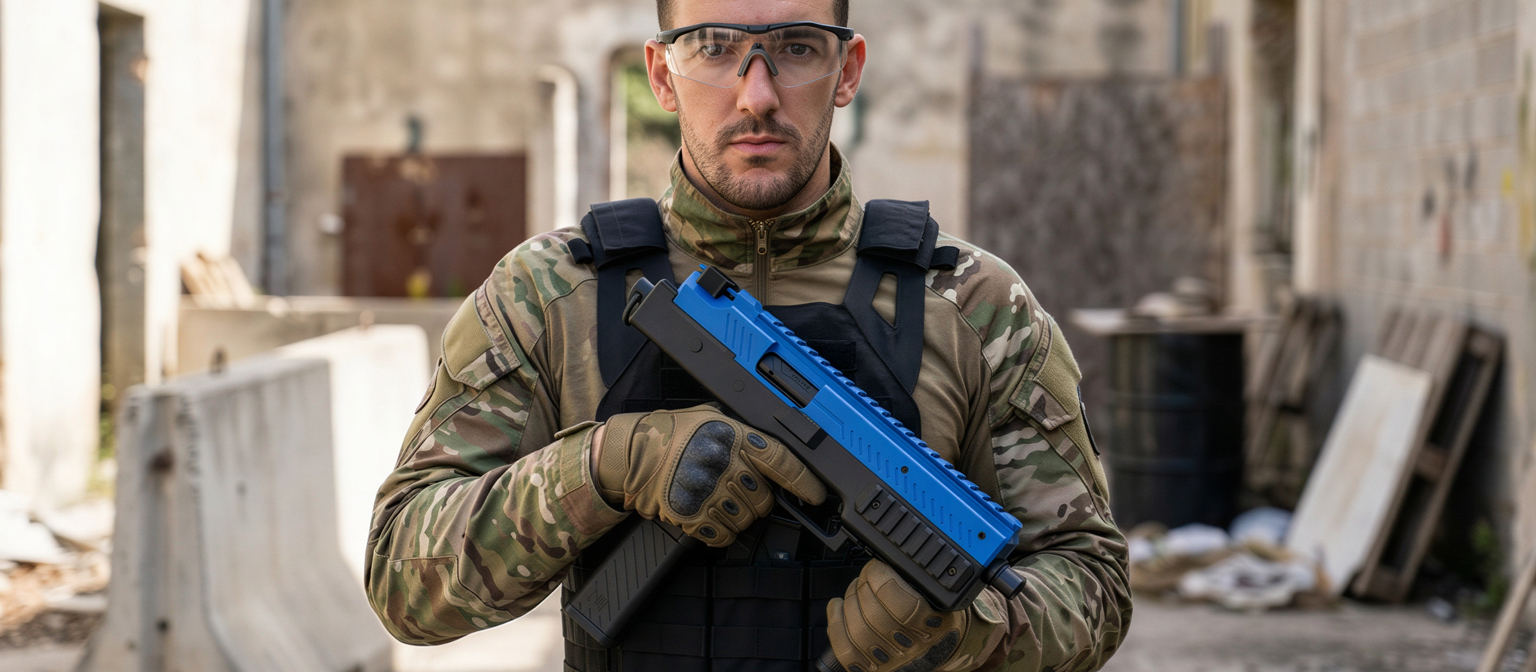 Vorsk VMP-1C SMG Gas Blowback Airsoft Gun Two-Tone Blue