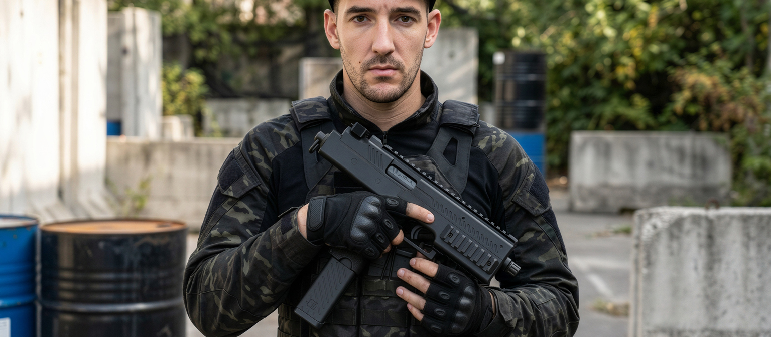 Vorsk VMP-1C SMG Gas Blowback Airsoft Gun RIF Black