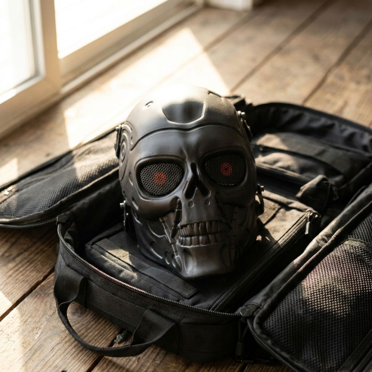 full face skull t2 airsoft mask black 1 1