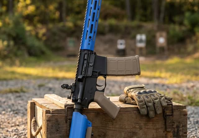 Nuprol Delta Pioneer Nomad 10inch AEG propped against ammo crate