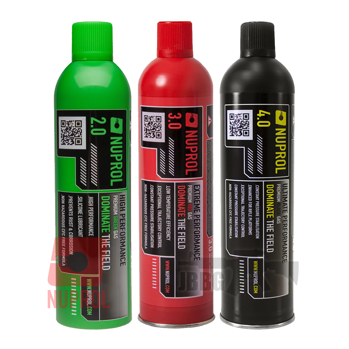 Nuprol Gas X3 Bottle Set 2.0 Green, 3.0 Red, 4.0 Black