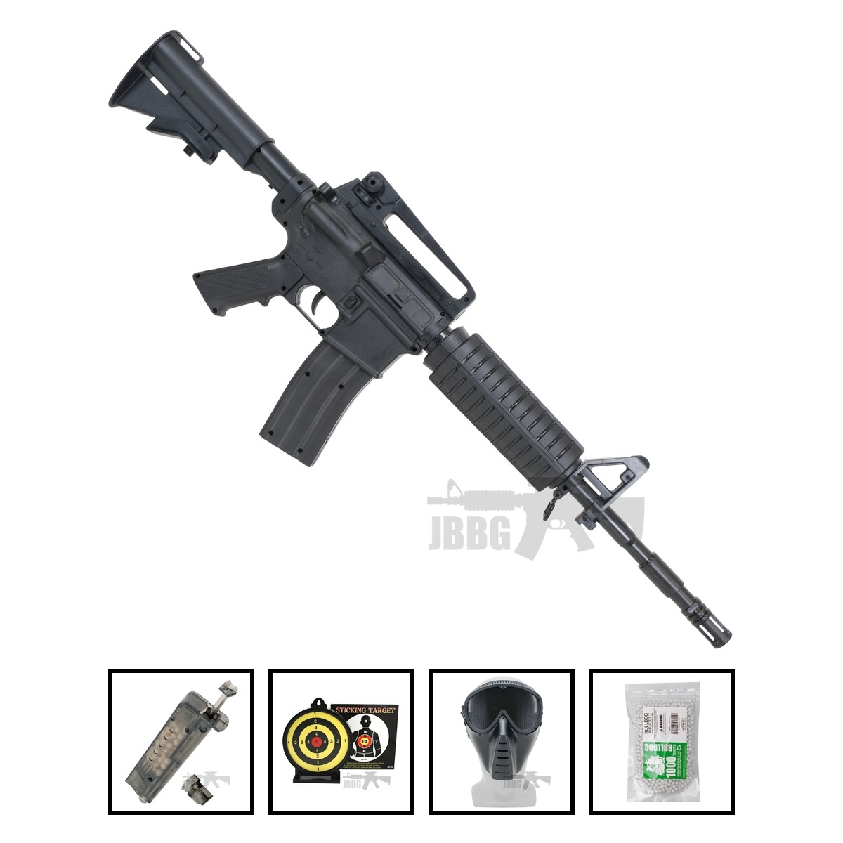 8906 M4 Spring Airsoft Gun Vigor Black Bundle Offer Set