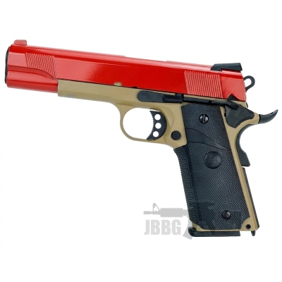 SR1911 MEU Gas Blowback Airsoft Pistol Desert Ver Tan Red