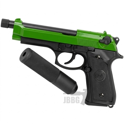 SR92 X2 Gas Airsoft Pistol with Silencer Two-Tone Green
