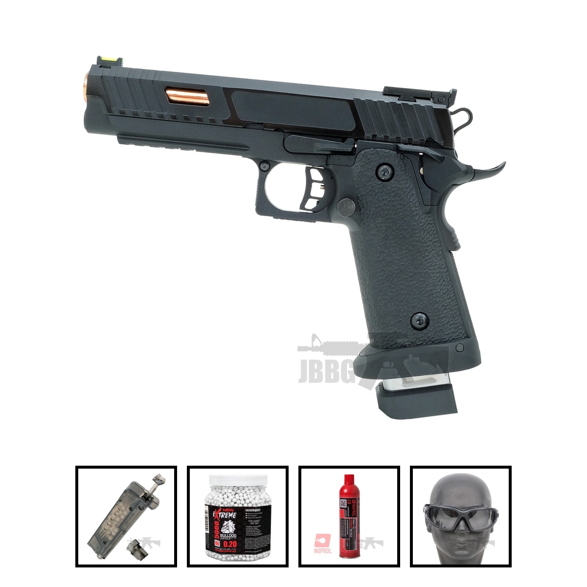 Baba Yaga Beta Combat Master Hi-Capa Gas Blowback Airsoft Pistol Bundle Offer Set