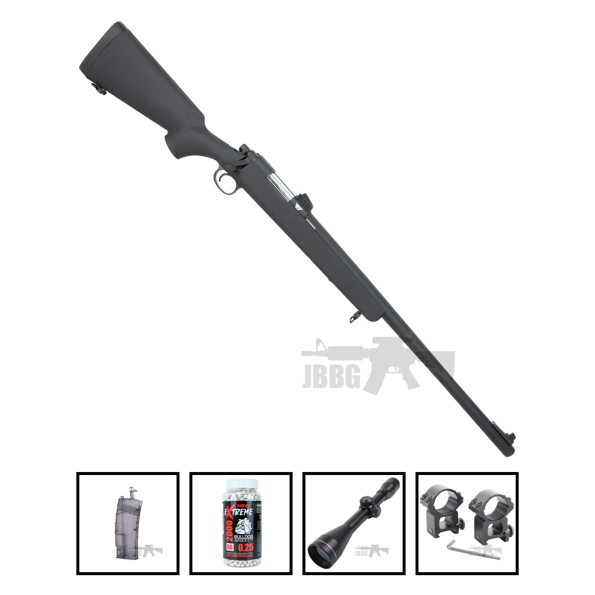 BAR-10 Bolt Action Airsoft Sniper Rifle JG Works Bundle Offer Set