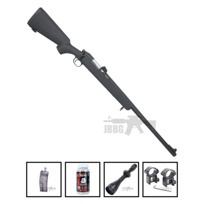 BAR-10 Bolt Action Airsoft Sniper Rifle JG Works Bundle Offer Set