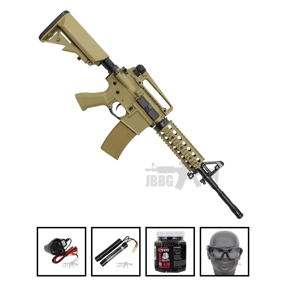 Bulldog M4PG RIS Airsoft Gun Tan Bundle Offer Set