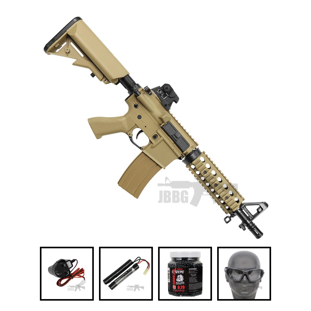 Bulldog M4PI RIS CQB Airsoft Gun Tan Bundle Offer Set