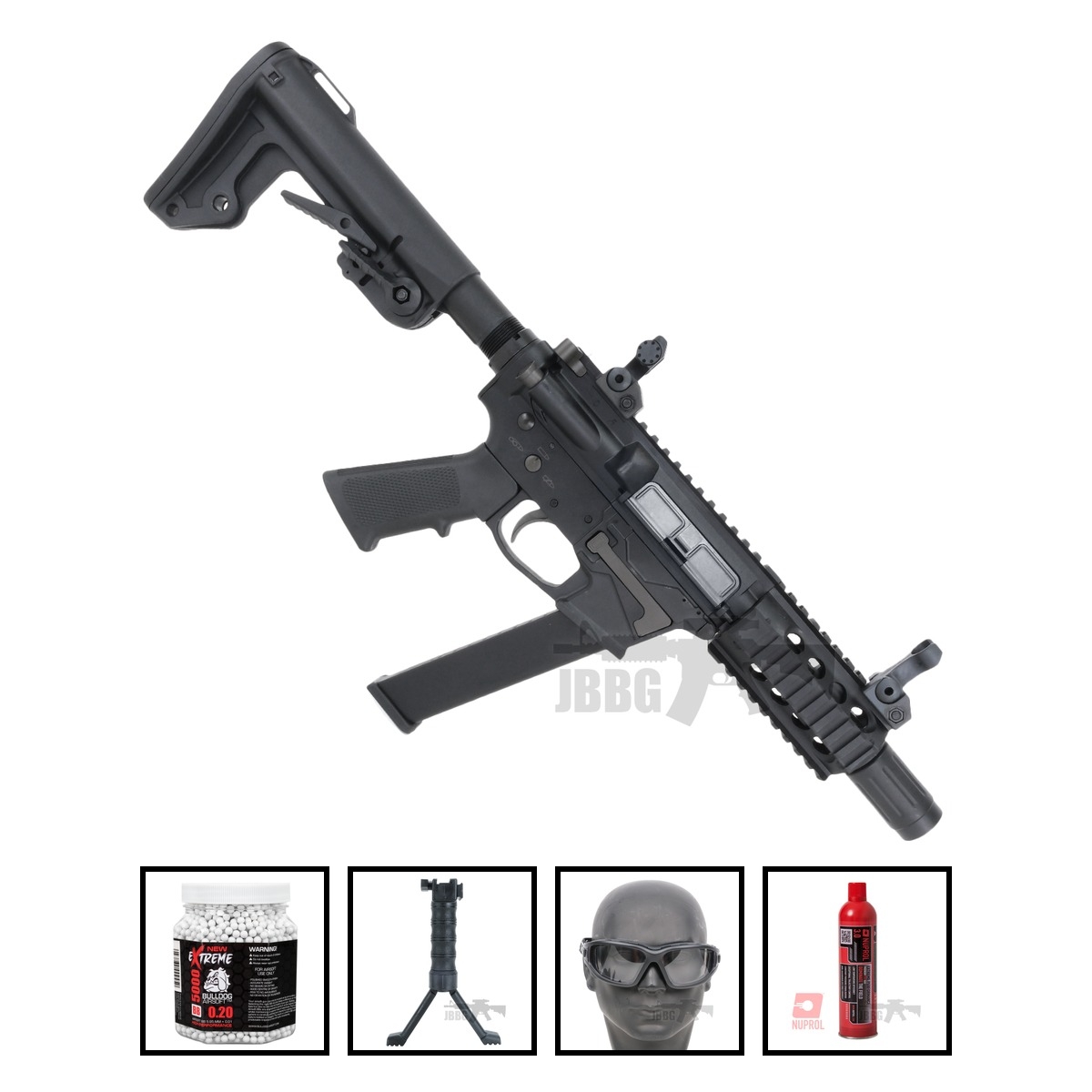 Bulldog TWS 9mm SBR Gas Blowback Lite Airsoft Gun Bundle Offer Set