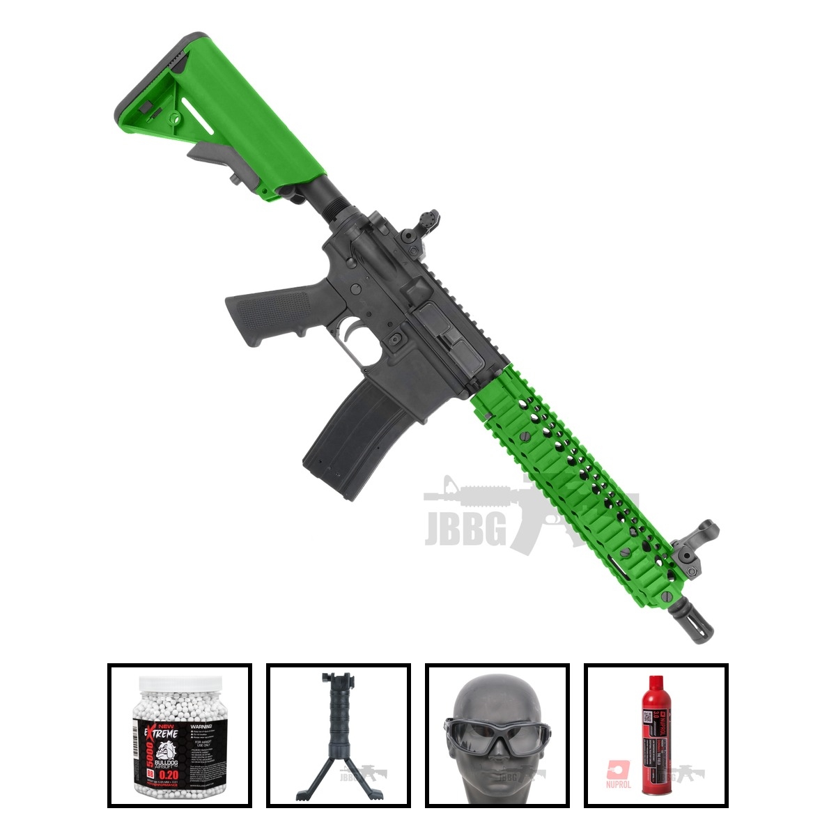 Bulldog TWS MK18 Gas Blowback Lite Airsoft Gun Two-Tone Green Bundle Offer Set