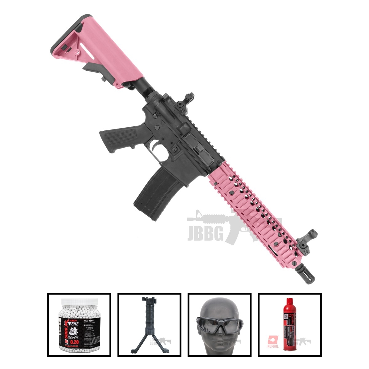 Bulldog TWS MK18 Gas Blowback Lite Airsoft Gun Two-Tone Pink Bundle Offer Set