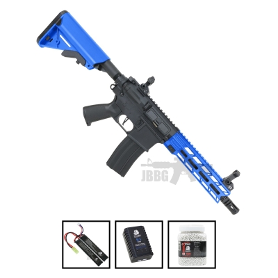 Bundle Offer Classic Army AR4 8 Inch Sportline AEG Airsoft Rifle Blue