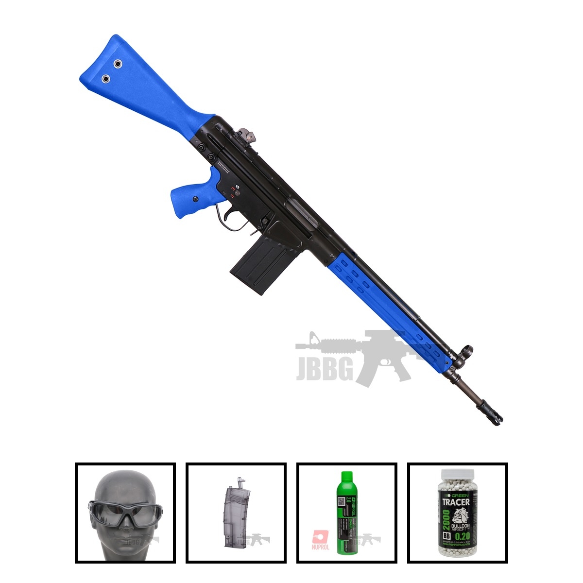 Bundle Offer H&K WE Licensed H&K G3A3 GBB Airsoft Rifle Set Blue