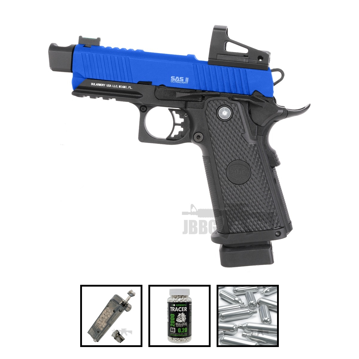 Bundle Offer SAS II Ultralight Co2 Blowback Airsoft Pistol with MOS Red-Dot System