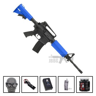 Bundle Offer SR4A1 M4 Carbine Sportline AEG Airsoft Gun Two-Tone Blue