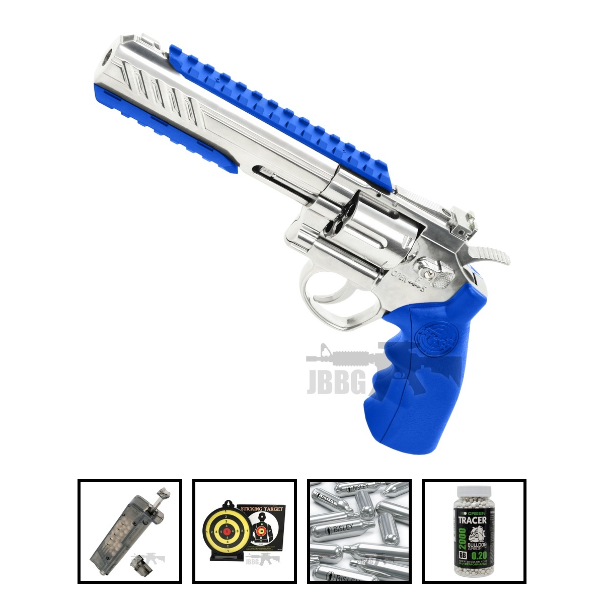 Bundle Offer SRC 6 Inch Titan Platinum CO2 Airsoft Revolver