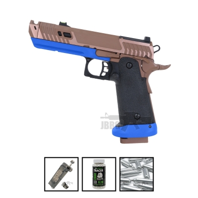 Bundle Offer SRC Sahara Viper Dual Power Blowback MOS Airsoft Pistol with Co2 Mag Blue