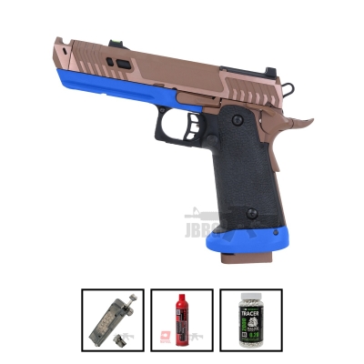 Bundle Offer SRC Sahara Viper Dual Power Blowback MOS Airsoft Pistol with Gas Mag Blue