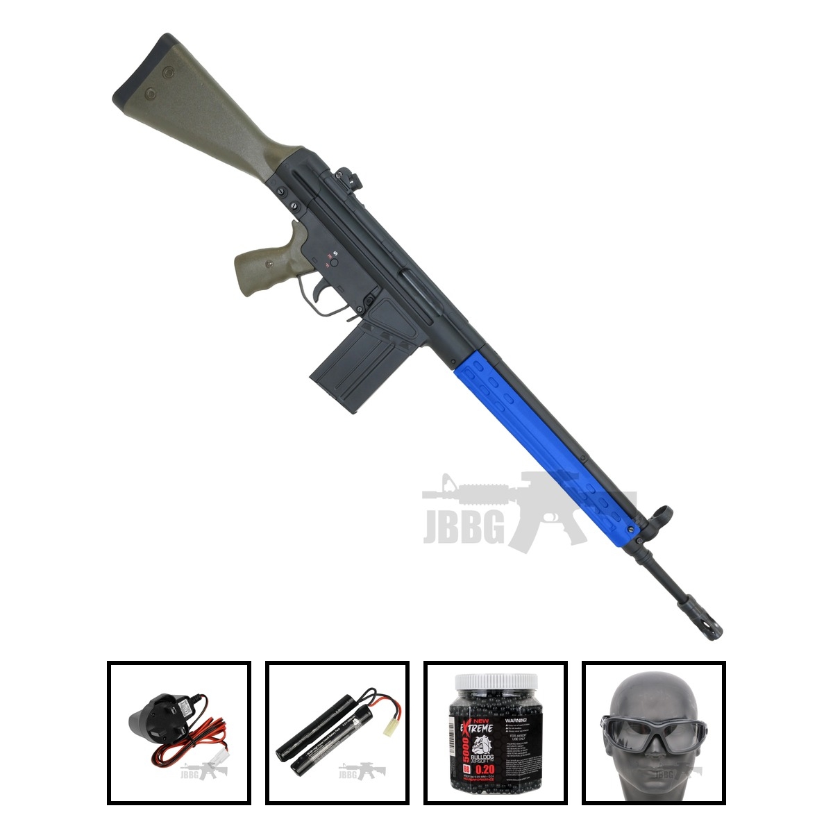 Classic Army A3 PRO AEG Airsoft Rifle OD Blue Bundle Offer Set
