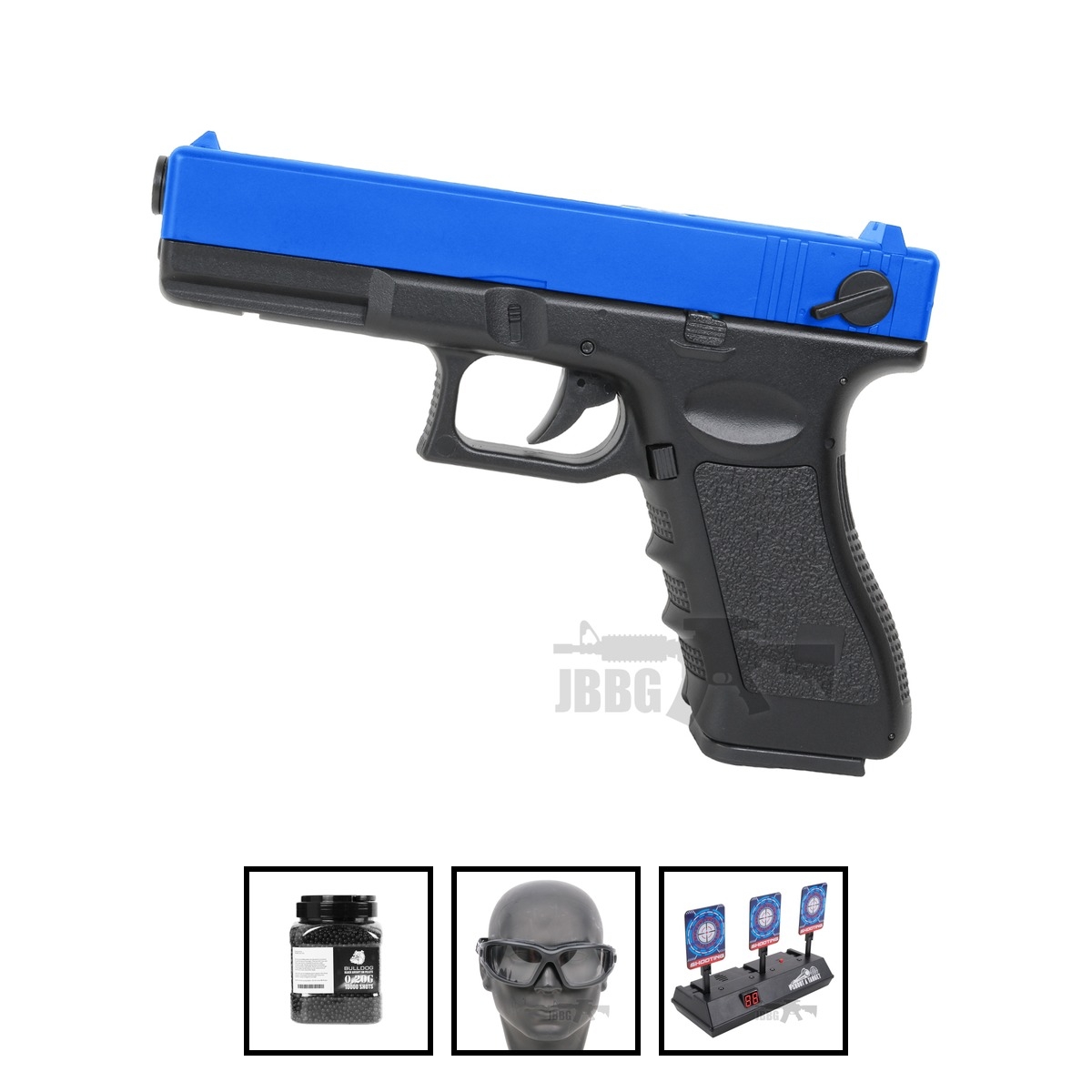 CYMA CM030 Glock Style Electric Airsoft Pistol Full Auto Blue Bundle Offer Set