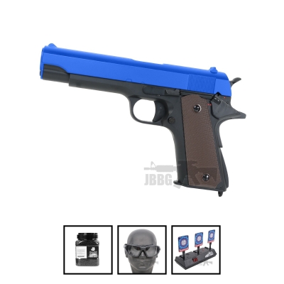 CYMA CM123 1911 AEP Electric Airsoft Pistol Blue Full Auto Bundle Offer Set