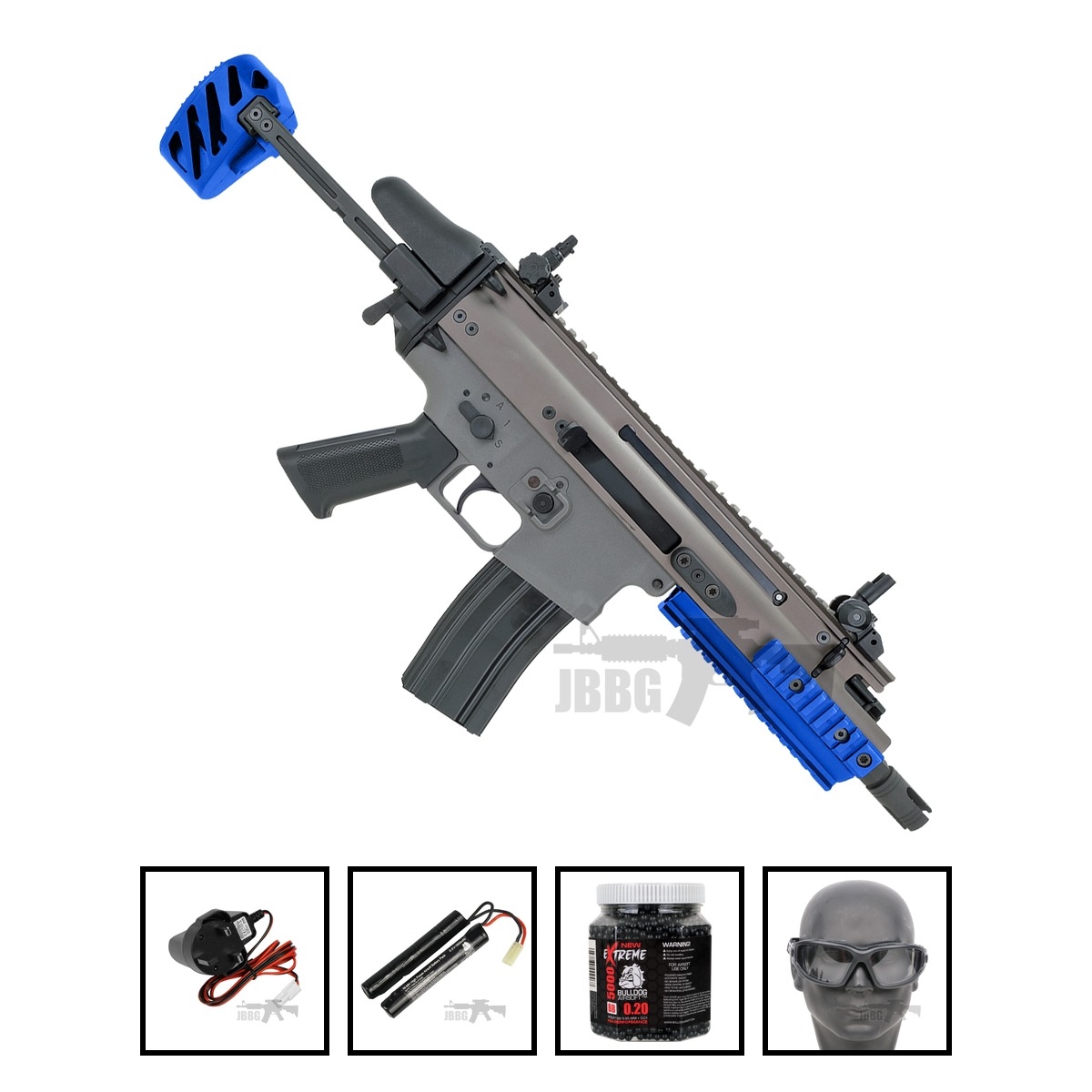 FN Herstal SCAR-SC BRSS AEG Recoil Bolt Grey Blue Bundle Offer Set