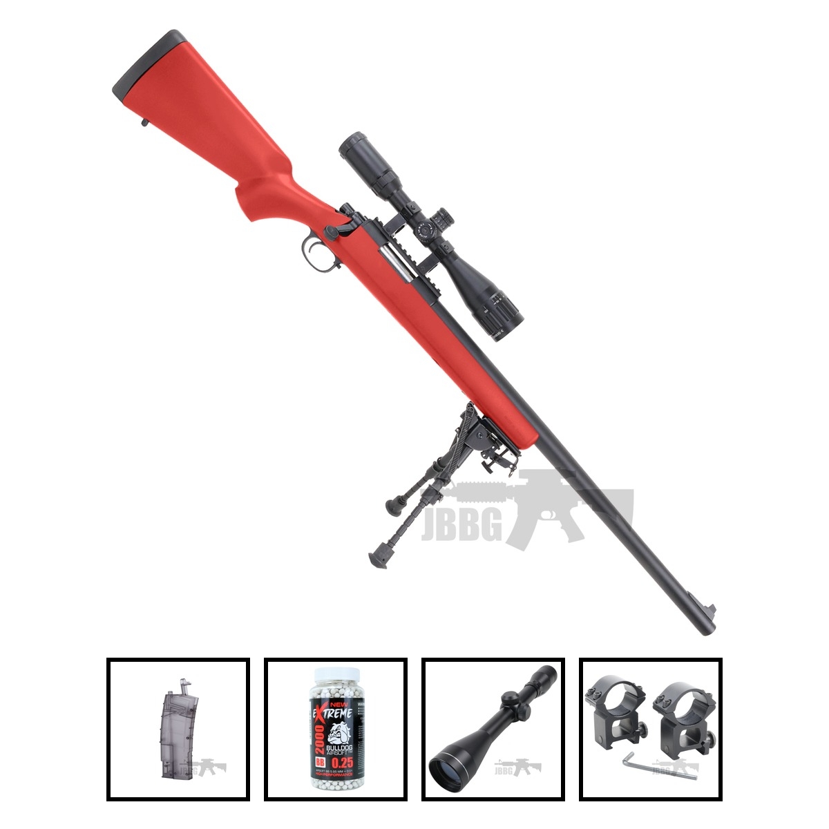 HA231B Airsoft Sniper Rifle VSR11 440 Two-Tone Red Bundle Offer Set