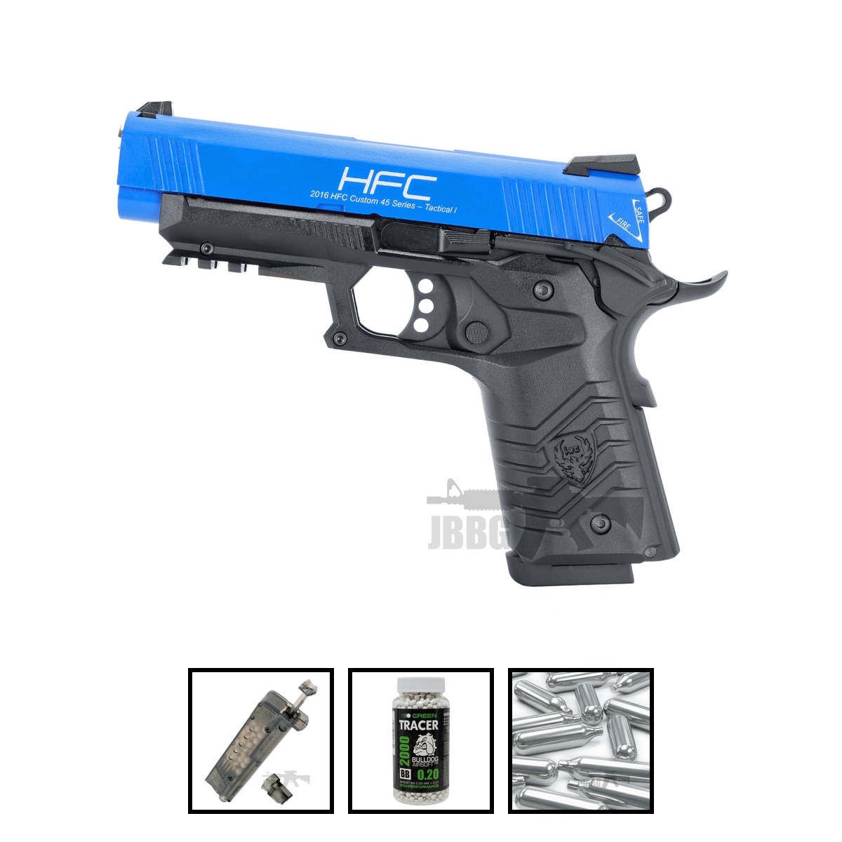 HG171B Co2 Tac 1911 Airsoft Pistol Two-Tone Blue Bundle Offer Set