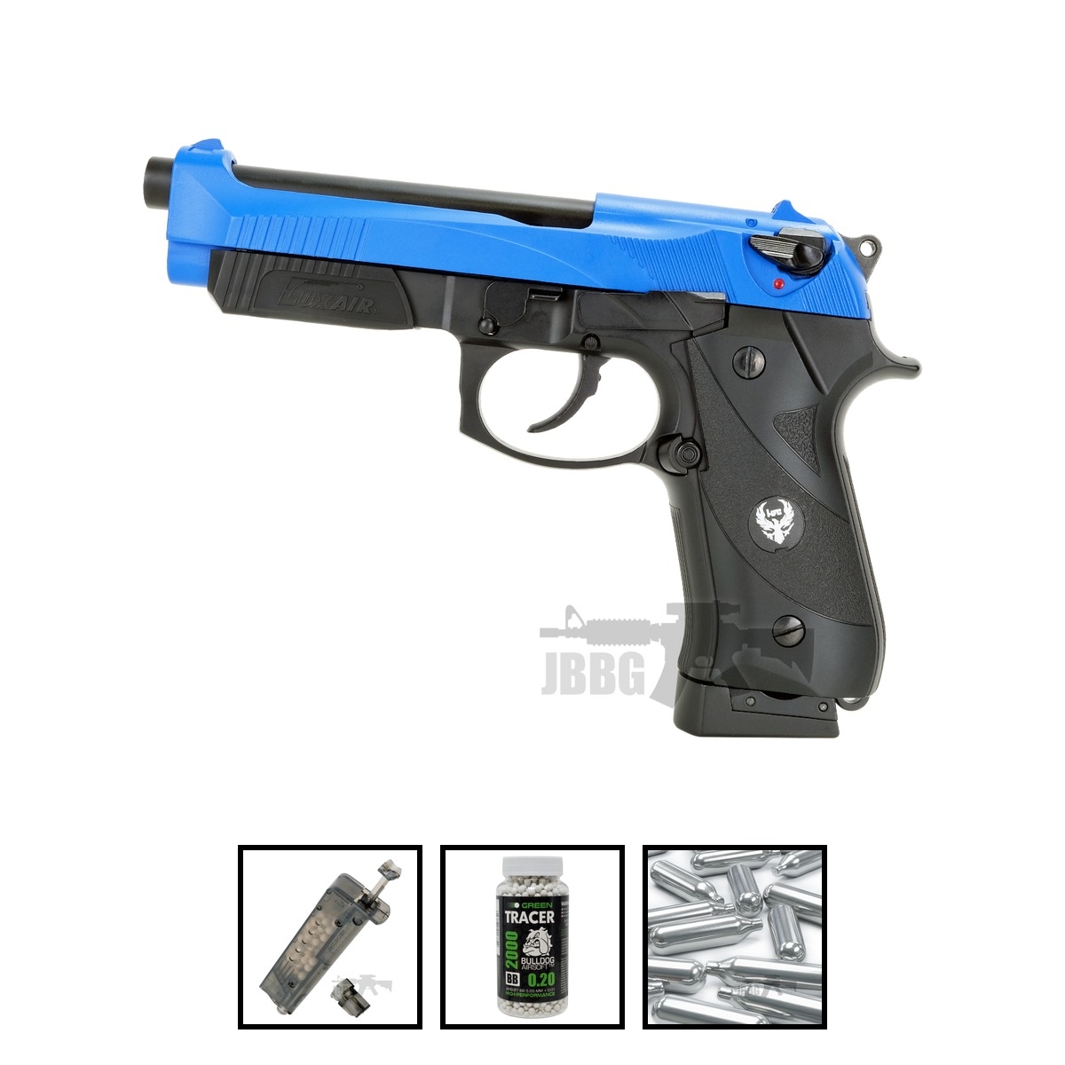 HG192 Co2 Airsoft Pistol Two-Tone Blue Bundle Offer Set
