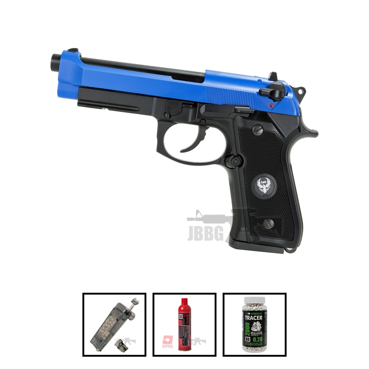 HG194 Semi Auto M92 Gas Airsoft Pistol Bundle Set Offer
