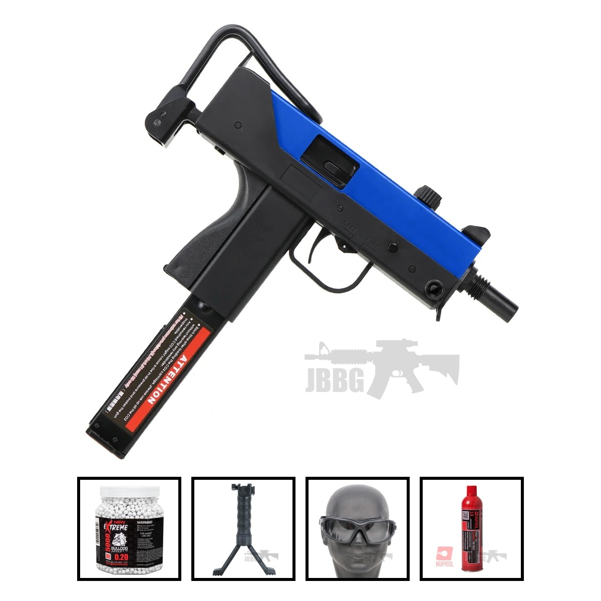 HGA203 MAC11 Airsoft Gun Two-Tone Blue Bundle Offer Set