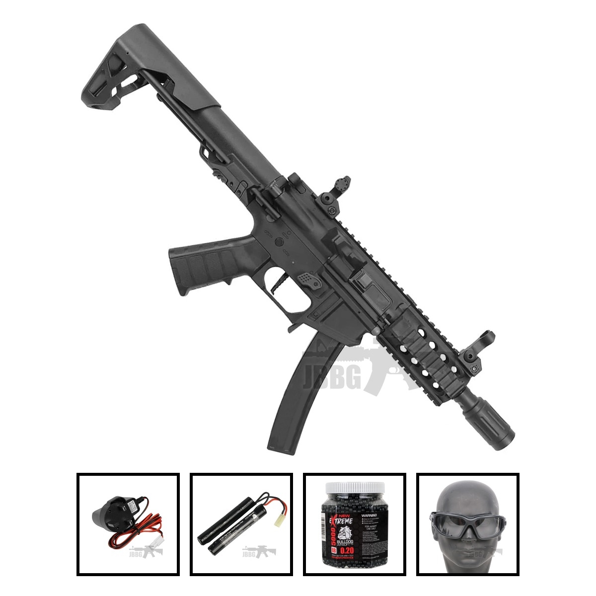 King Arms PDW 9mm SBR M-Lok Airsoft AEG Rifle Bundle Offer Set