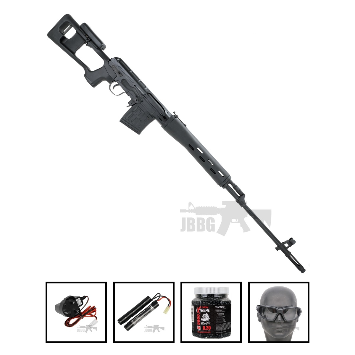 King Arms SVD Sniper Rifle Ultra Grade AEG Airsoft Sniper Rifle Bundle Offer Set